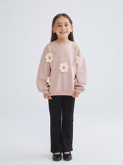 LCW Kids Pink Floral Patterned Girls Sweatshirt