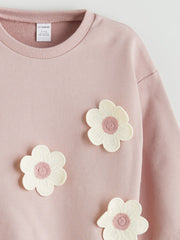 LCW Kids Pink Floral Patterned Girls Sweatshirt