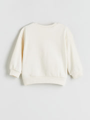 LCW Kids Ecru Crew Neck Bow Detailed Girls Sweatshirt