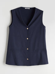 LCW Grace Indigo V-Neck Women Vest
