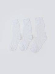 LCW Eco White Patterned Girls Ankle Socks 3-Pack