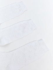 LCW Eco White Patterned Girls Ankle Socks 3-Pack