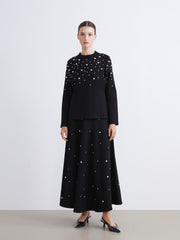 Raşit Bağzibağli X Lc Waikiki Black Stand Collar Metal Applique Women Sweatshirt Tunic