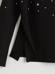 Raşit Bağzibağli X Lc Waikiki Black Stand Collar Metal Applique Women Sweatshirt Tunic