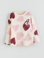 LCW Baby Ecru Crew Neck Heart Printed Girls T-Shirt