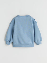 LCW Kids Blue Crew Neck Ruffle Girls Sweatshirt