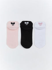 LCW Kids Ecru Bow Embroidered Girls Booties Socks 5-Pack