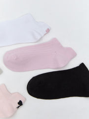 LCW Kids Ecru Bow Embroidered Girls Booties Socks 5-Pack