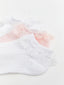 LCW Kids Ecru Lace Detailed Girls Booties Socks 3-Pack