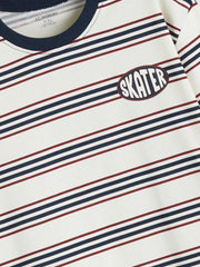 LCW Kids Beige Crew Neck Striped Long Sleeve BoyS T-Shirt