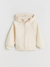 LCW Kids Beige Hooded Girls Zippered Sweatshirt