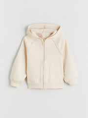 LCW Kids Beige Hooded Girls Zippered Sweatshirt