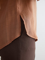 LCW Classic Beige Plus Size Double Breasted Collar Women Shirt Tunic