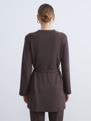 LCW Modest Brown Crew Neck Women Sweatshirt Tunic