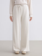 Xside Beige Elastic Waist Wide Leg Women Tracksuit Bottoms