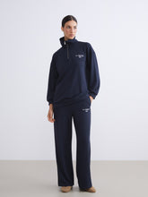 LCW Modest Navy Blue Elastic Waist Embroidered Women Tracksuit Bottoms