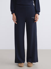 LCW Modest Navy Blue Elastic Waist Embroidered Women Tracksuit Bottoms