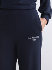 LCW Modest Navy Blue Elastic Waist Embroidered Women Tracksuit Bottoms