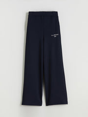 LCW Modest Navy Blue Elastic Waist Embroidered Women Tracksuit Bottoms