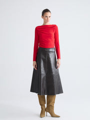 LCW Vision Slash Neck Ruched Blouse