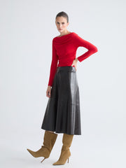 LCW Vision Slash Neck Ruched Blouse