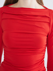 LCW Vision Slash Neck Ruched Blouse