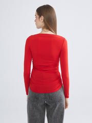 LCW Vision Slash Neck Ruched Blouse