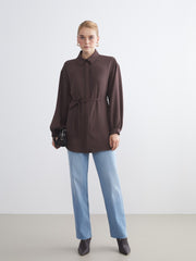 LCW Modest Brown Oversize Women Shirt Tunic