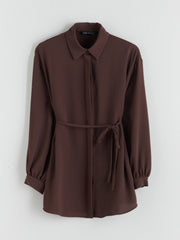 LCW Modest Brown Oversize Women Shirt Tunic