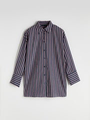 LCW Modest Navy Blue Striped Oversize Women Shirt Tunic