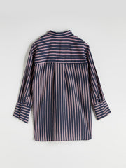 LCW Modest Navy Blue Striped Oversize Women Shirt Tunic