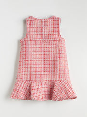 LCW Kids Pink V-Neck Girl Dress And Tights