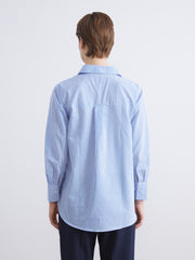 LCW Classic Blue Shiny Stone Poplin Women Shirt