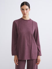 LCW Modest Burgundy Plus Size Crew Neck Women Sweatshirt Tunic