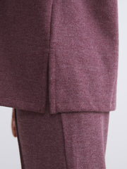 LCW Modest Burgundy Plus Size Crew Neck Women Sweatshirt Tunic