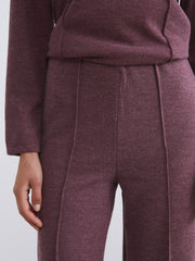 LCW Modest Burgundy Plus Size Elastic Waist Wide Leg Women Trousers