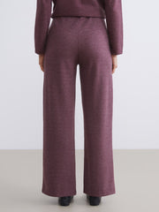 LCW Modest Burgundy Plus Size Elastic Waist Wide Leg Women Trousers