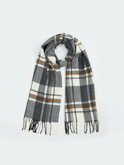 LCW Eco Beige Tassel Detailed Plaid Patterned Men Scarf