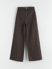 LCW Modest Brown Leopard Print Wideleg Women Jeans