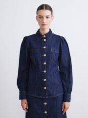 Raşit Bağzibağli X Lc Waikiki Indigo Shirt Collar Women Jean Jacket