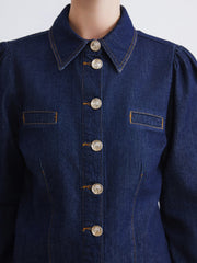 Raşit Bağzibağli X Lc Waikiki Indigo Shirt Collar Women Jean Jacket