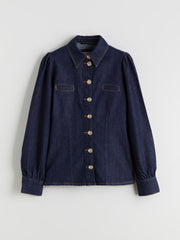 Raşit Bağzibağli X Lc Waikiki Indigo Shirt Collar Women Jean Jacket