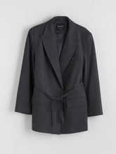 LCW Modest Anthracite Belted Waist Women Blazer Jacket