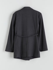 LCW Modest Anthracite Belted Waist Women Blazer Jacket