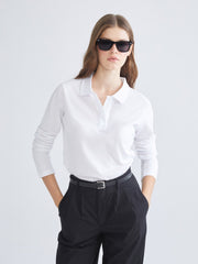 Xside White Polo Neck Pique Women T-Shirt