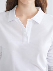 Xside White Polo Neck Pique Women T-Shirt
