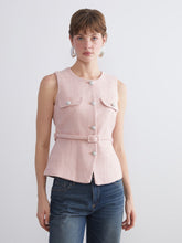 LCW Classic Pink Crew Neck Women Tweed Vest