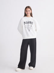 LCW Kids Crew Neck Printed Girls Sweatshirt