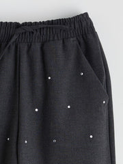 LCW Kids Elastic Waist Rhinestone Embellished Girls Trousers