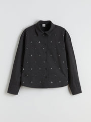 LCW Kids Rhinestone Embellished Girls Shirt